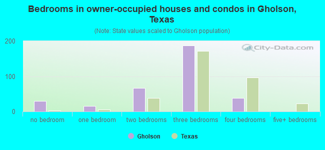 Bedrooms in owner-occupied houses and condos in Gholson, Texas