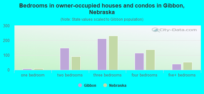 Bedrooms in owner-occupied houses and condos in Gibbon, Nebraska