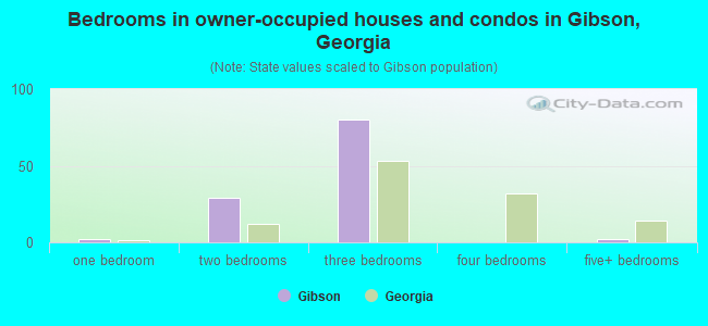 Bedrooms in owner-occupied houses and condos in Gibson, Georgia