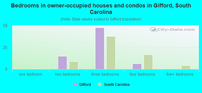 Bedrooms in owner-occupied houses and condos in Gifford, South Carolina