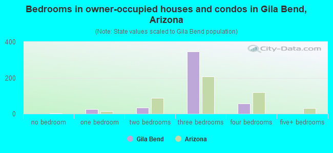 Bedrooms in owner-occupied houses and condos in Gila Bend, Arizona