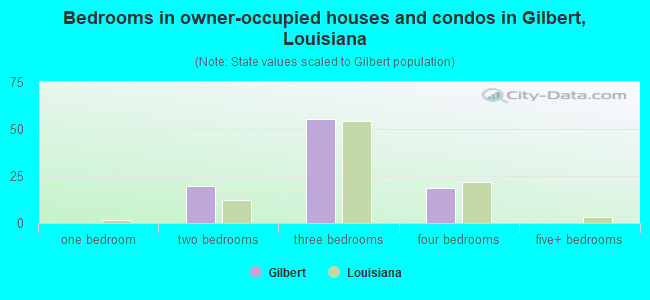 Bedrooms in owner-occupied houses and condos in Gilbert, Louisiana