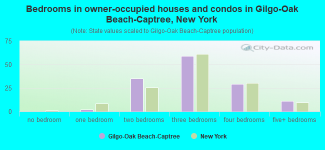 Bedrooms in owner-occupied houses and condos in Gilgo-Oak Beach-Captree, New York