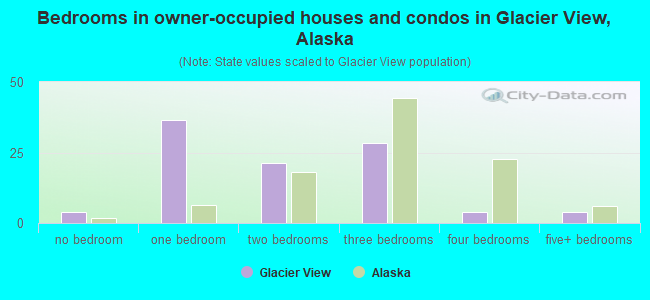 Bedrooms in owner-occupied houses and condos in Glacier View, Alaska