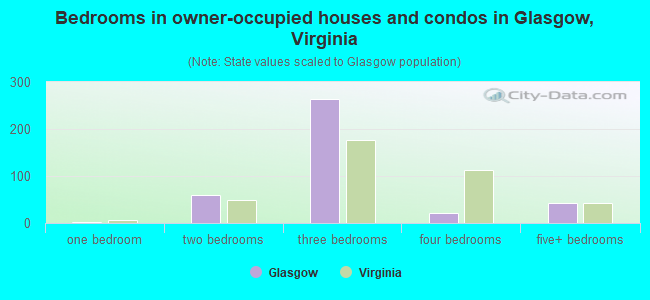 Bedrooms in owner-occupied houses and condos in Glasgow, Virginia