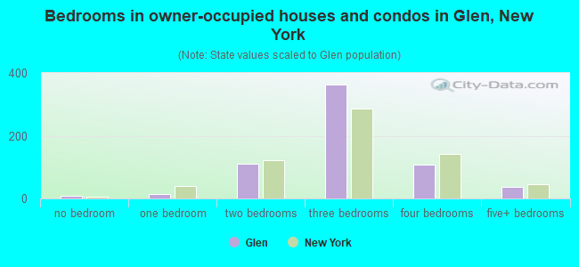 Bedrooms in owner-occupied houses and condos in Glen, New York