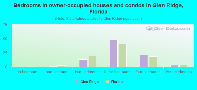 Bedrooms in owner-occupied houses and condos in Glen Ridge, Florida