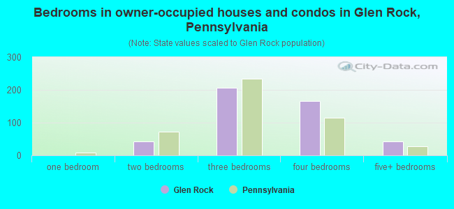 Bedrooms in owner-occupied houses and condos in Glen Rock, Pennsylvania