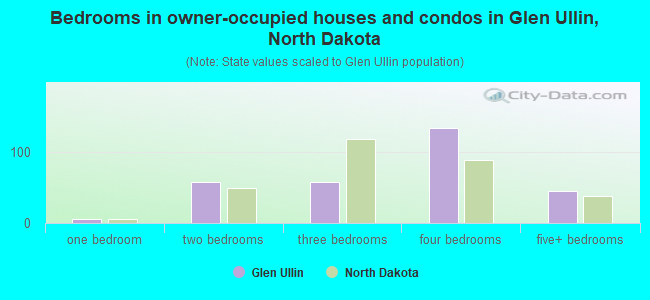 Bedrooms in owner-occupied houses and condos in Glen Ullin, North Dakota