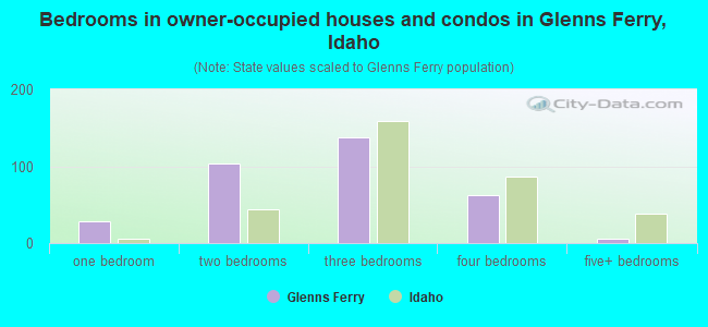 Bedrooms in owner-occupied houses and condos in Glenns Ferry, Idaho