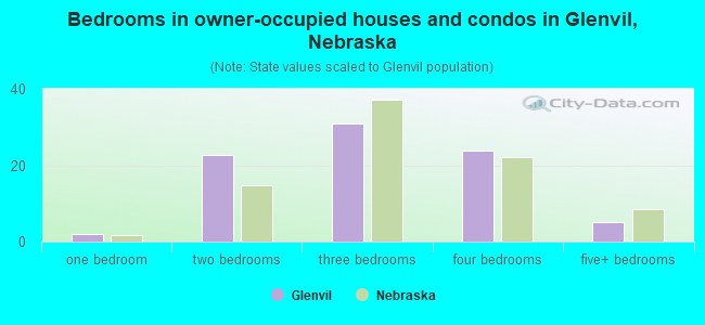 Bedrooms in owner-occupied houses and condos in Glenvil, Nebraska