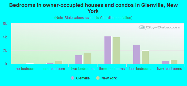 Bedrooms in owner-occupied houses and condos in Glenville, New York