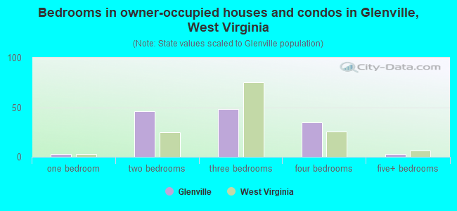 Bedrooms in owner-occupied houses and condos in Glenville, West Virginia