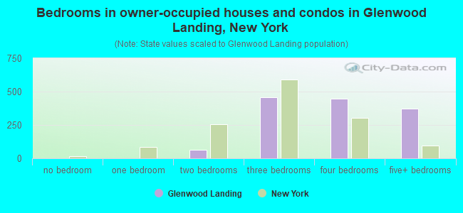 Bedrooms in owner-occupied houses and condos in Glenwood Landing, New York