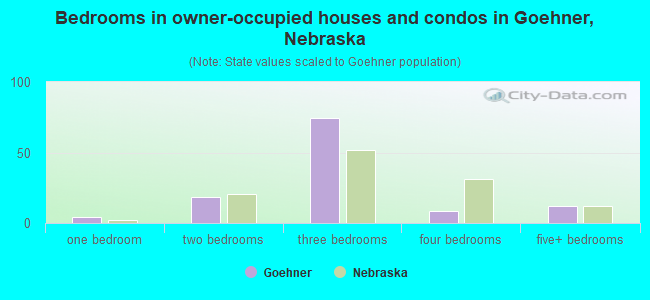 Bedrooms in owner-occupied houses and condos in Goehner, Nebraska