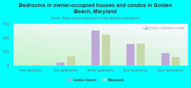 Bedrooms in owner-occupied houses and condos in Golden Beach, Maryland