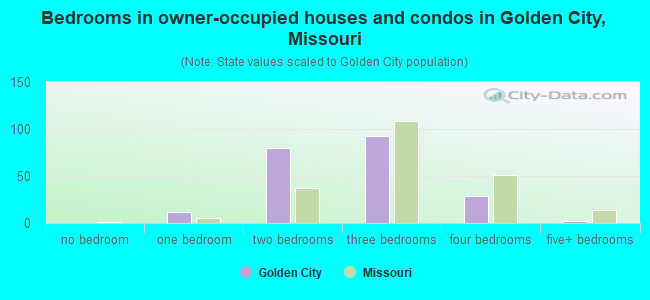 Bedrooms in owner-occupied houses and condos in Golden City, Missouri