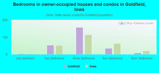 Bedrooms in owner-occupied houses and condos in Goldfield, Iowa