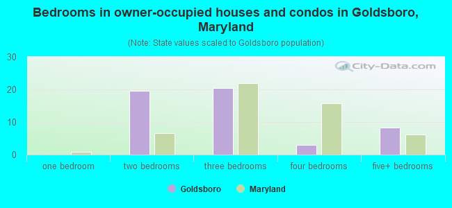 Bedrooms in owner-occupied houses and condos in Goldsboro, Maryland