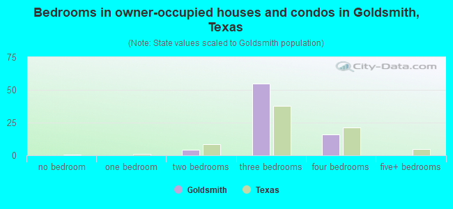 Bedrooms in owner-occupied houses and condos in Goldsmith, Texas