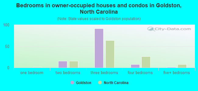 Bedrooms in owner-occupied houses and condos in Goldston, North Carolina