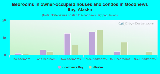 Bedrooms in owner-occupied houses and condos in Goodnews Bay, Alaska