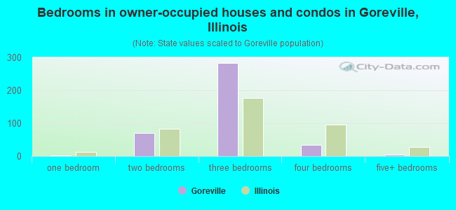 Bedrooms in owner-occupied houses and condos in Goreville, Illinois