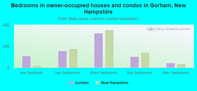 Bedrooms in owner-occupied houses and condos in Gorham, New Hampshire