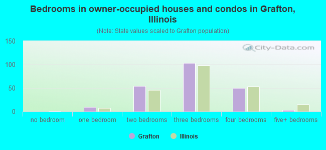 Bedrooms in owner-occupied houses and condos in Grafton, Illinois