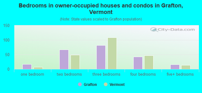Bedrooms in owner-occupied houses and condos in Grafton, Vermont