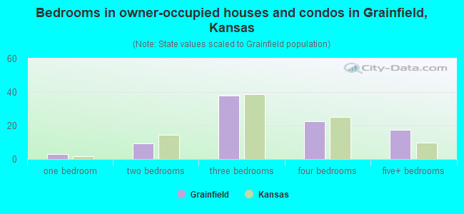 Bedrooms in owner-occupied houses and condos in Grainfield, Kansas