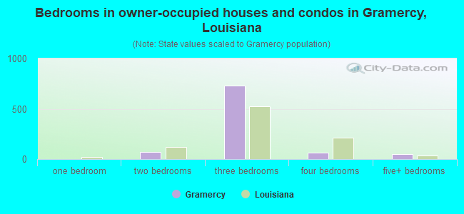 Bedrooms in owner-occupied houses and condos in Gramercy, Louisiana