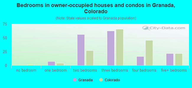 Bedrooms in owner-occupied houses and condos in Granada, Colorado