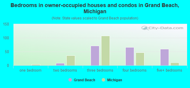 Bedrooms in owner-occupied houses and condos in Grand Beach, Michigan