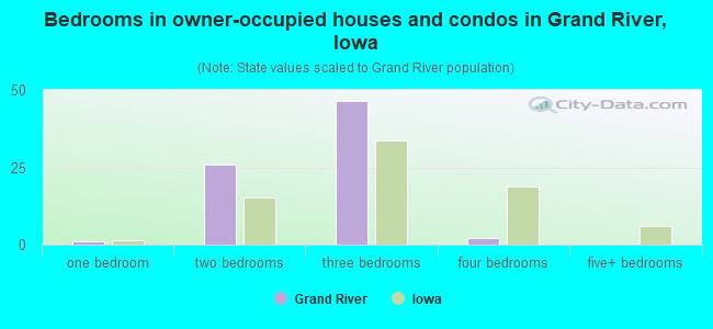 Bedrooms in owner-occupied houses and condos in Grand River, Iowa