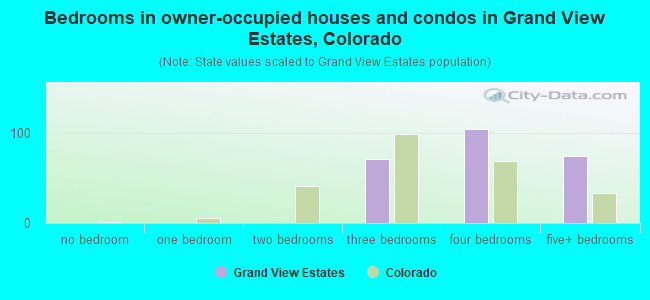 Bedrooms in owner-occupied houses and condos in Grand View Estates, Colorado