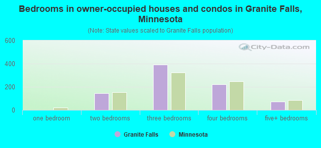 Bedrooms in owner-occupied houses and condos in Granite Falls, Minnesota