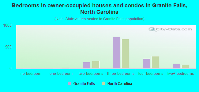 Bedrooms in owner-occupied houses and condos in Granite Falls, North Carolina