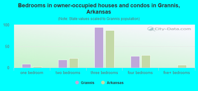 Bedrooms in owner-occupied houses and condos in Grannis, Arkansas