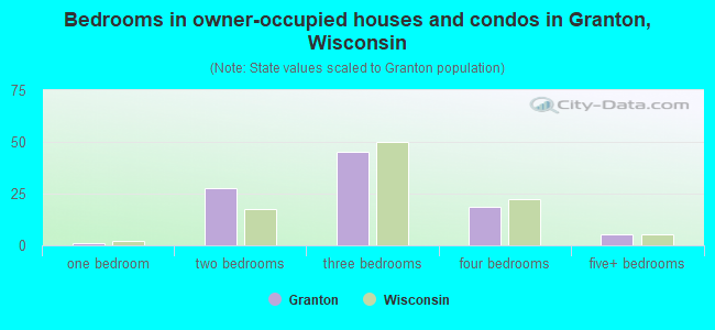 Bedrooms in owner-occupied houses and condos in Granton, Wisconsin