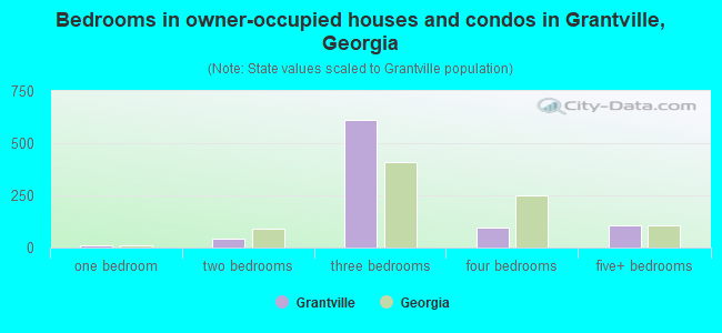 Bedrooms in owner-occupied houses and condos in Grantville, Georgia