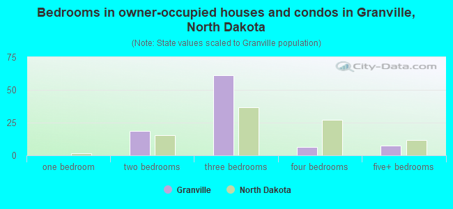 Bedrooms in owner-occupied houses and condos in Granville, North Dakota