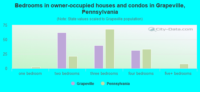 Bedrooms in owner-occupied houses and condos in Grapeville, Pennsylvania