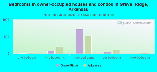 Bedrooms in owner-occupied houses and condos in Gravel Ridge, Arkansas