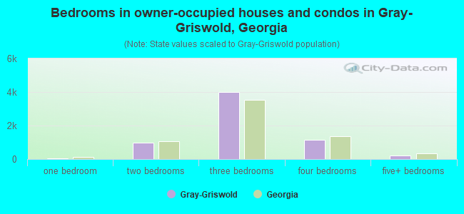 Bedrooms in owner-occupied houses and condos in Gray-Griswold, Georgia