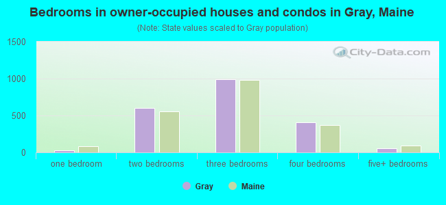 Bedrooms in owner-occupied houses and condos in Gray, Maine
