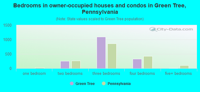 Bedrooms in owner-occupied houses and condos in Green Tree, Pennsylvania