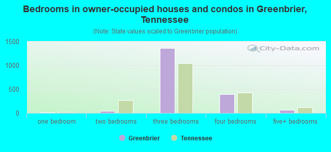 Bedrooms in owner-occupied houses and condos in Greenbrier, Tennessee