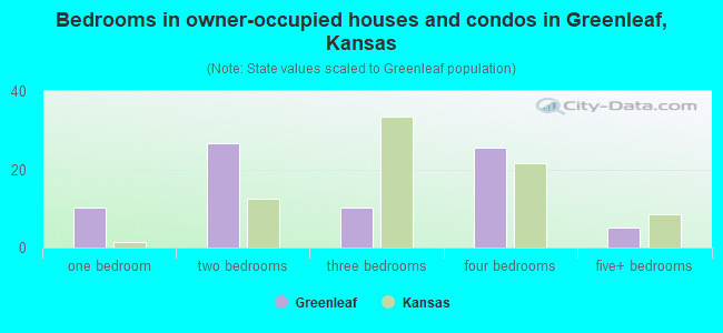 Bedrooms in owner-occupied houses and condos in Greenleaf, Kansas