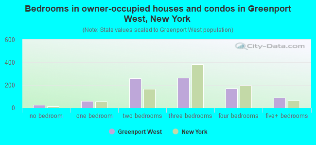 Bedrooms in owner-occupied houses and condos in Greenport West, New York